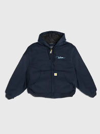 Carhartt Iceman Jacket Jacket unisex front product view | Dash Racegear — Carhartt Blue Iceman Hooded Jacket Unisex featuring durable build and a relaxed street-ready fit in deep blue tone.