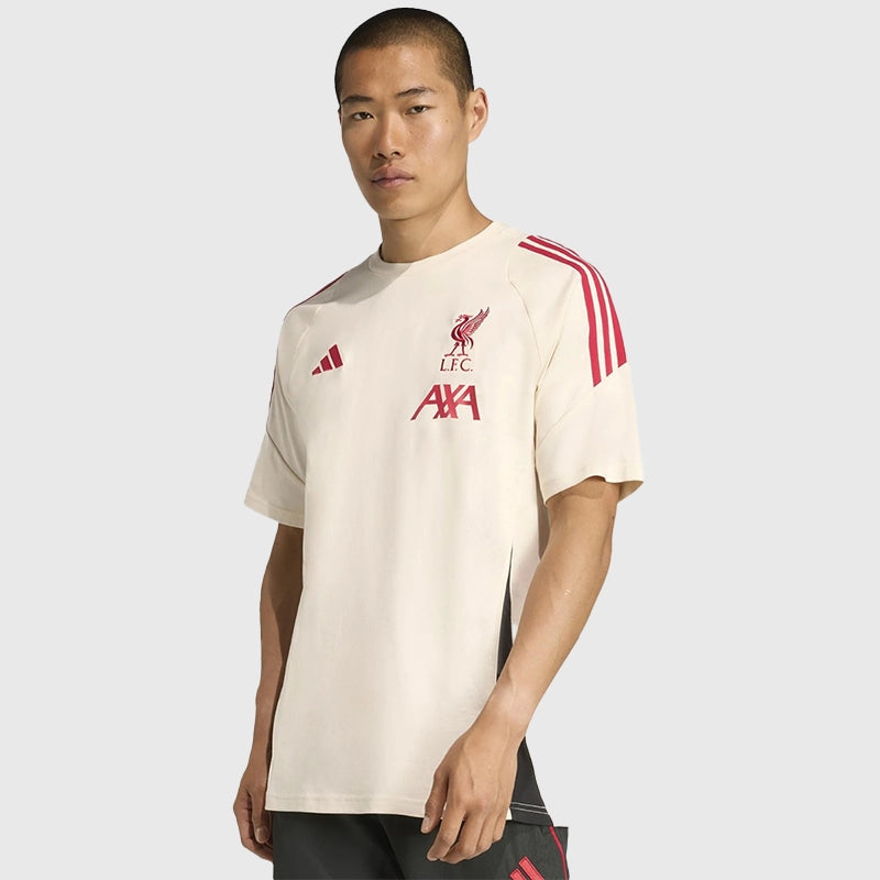 LFC Adidas 25/26 Domestic Training Tee Fashion Apparel unisex detail view 4 | Dash Racegear — LFC 2025/26 beige Adidas shirt made for daily training with modern fit
