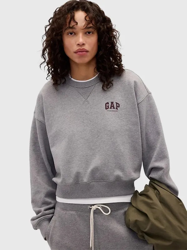 Gap × Victoria Beckham Sweatshirt Sweatshirt unisex front product view | Dash Racegear — 2026 Gap x Victoria Beckham grey sweatshirt, unisex design with clean modern minimalist street fashion.