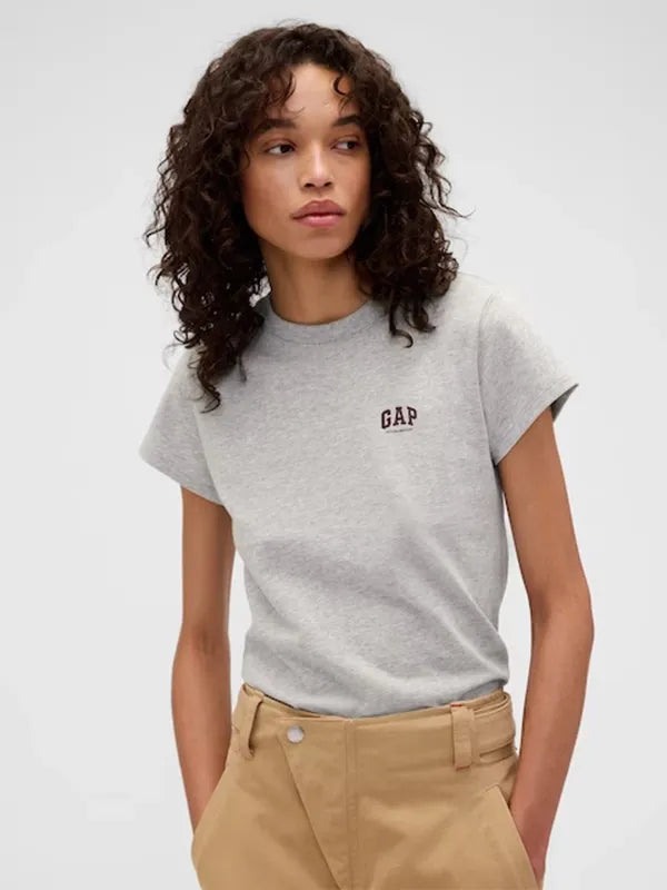 Gap x Victoria Beckham Logo T-Shirt Shirt unisex front product view | Dash Racegear — Unisex 2026 Gap x Victoria Beckham grey tee, minimal logo design for casual street fashion style.