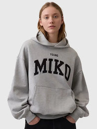 Young Miko Gap Hoodie Hoodie unisex detail view 2 | Dash Racegear — Unisex Gap x Young Miko 2026 grey fleece hoodie with cozy fabric, perfect for casual streetwear.