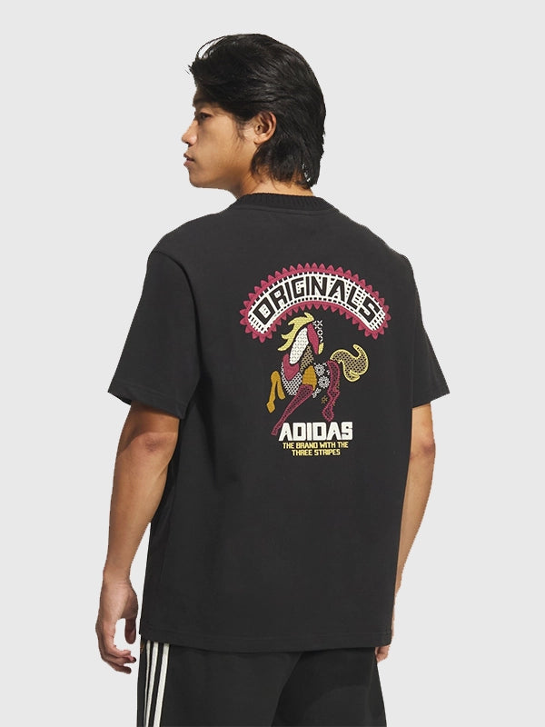 Adidas Chinese New Year SS26 T-Shirt Shirt unisex detail view 2 | Dash Racegear — Recreated Adidas LNY SS26 black crewneck T-shirt with a simple modern profile suitable for year-round casual wear