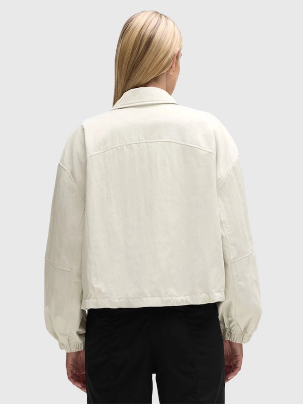 Philadelphia Flyers lululemon Coach’s Jacket Jacket unisex detail view 2 | Dash Racegear — Recreated Philadelphia Flyers lululemon full-button cream jacket offering a clean, versatile fit and subtle sporty detailing