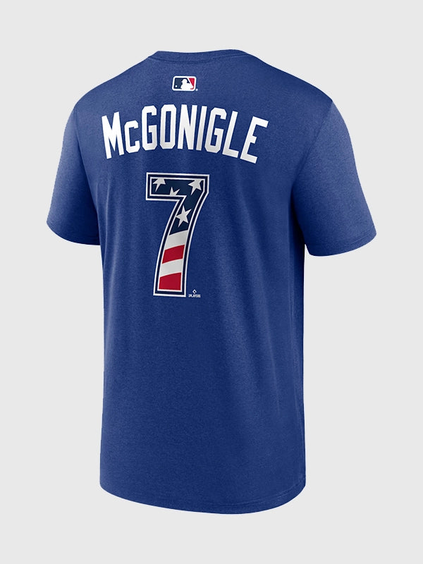 Kevin McGonigle American League 2026 All-Star Game T-Shirt Shirt unisex detail view 2 | Dash Racegear — Blue Kevin McGonigle American League All Star Nike Game T Shirt for unisex wear from the 2026 baseball season