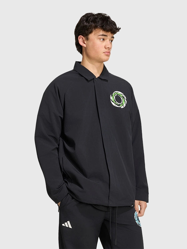 Adidas Ryoko Rain Woven Track Jacket Jacket unisex detail view 3 | Dash Racegear — Black Adidas Ryoko Rain woven track jacket featuring a full-zip design and modern unisex styling.