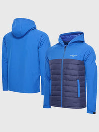 Milano Cortina 2026 Olympics Softshell Hooded Jacket Jacket unisex front product view | Dash Racegear — Blue Milano Cortina 2026 Olympics Softshell Jacket with hood, lightweight and windproof, perfect for fans and outdoor adventures.