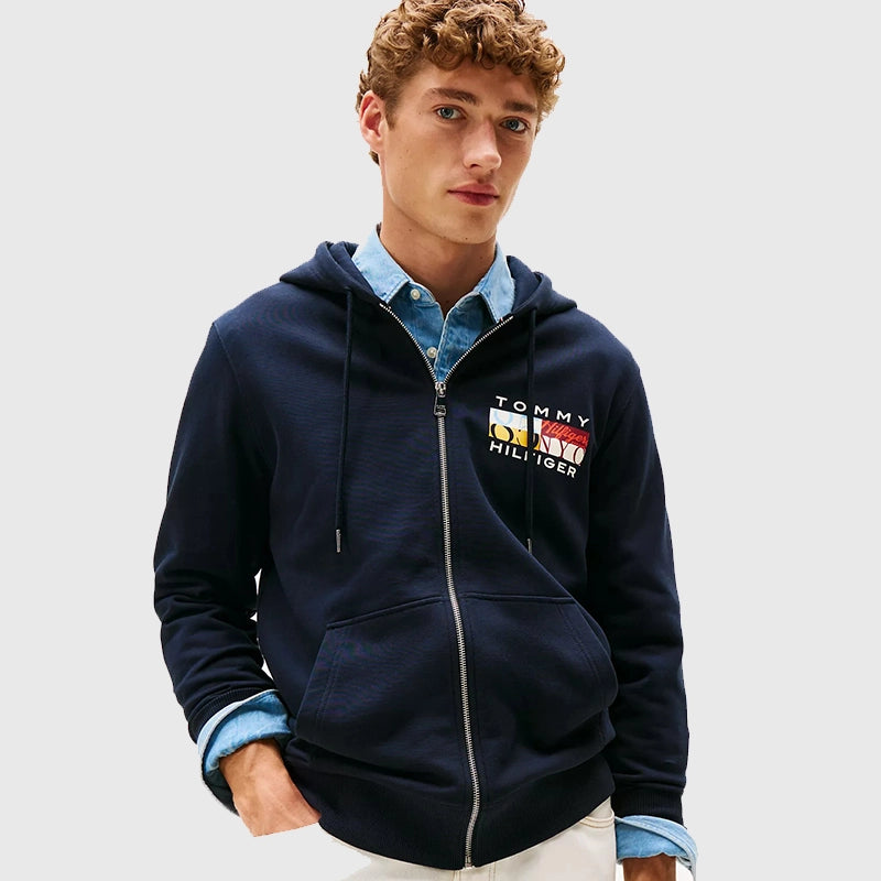 Tommy Hilfiger Flag Logo Zip Hoodie Hoodie unisex detail view 2 | Dash Racegear — Classic flag logo hoodie by Tommy Hilfiger in zip style