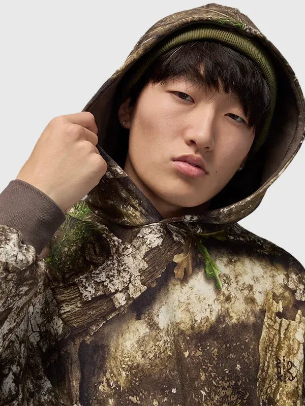 Nike Camo Hoodie Hoodie unisex detail view 3 | Dash Racegear — Nike camouflage fleece hoodie, unisex design for casual everyday comfort and streetwear style.