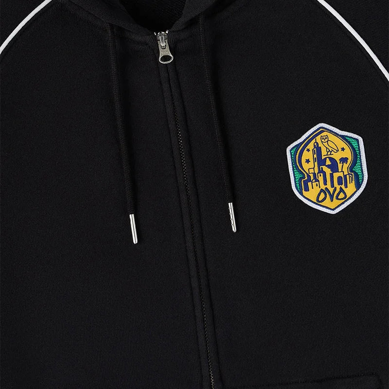 OVO Full Zip Raglan Black Hoodie Hoodie unisex detail view 3 | Dash Racegear — Essential OVO Hoodie – Full Zip Black Raglan Style
