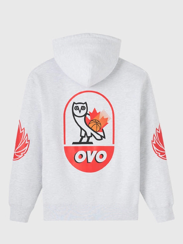 OVO Canada Basketball Hoodie Hoodie unisex detail view 3 | Dash Racegear — Grey October’s Very Own Canada Basketball 2026 Pullover Fleece Hoodie pairs soft fabric with unmistakable northern pride