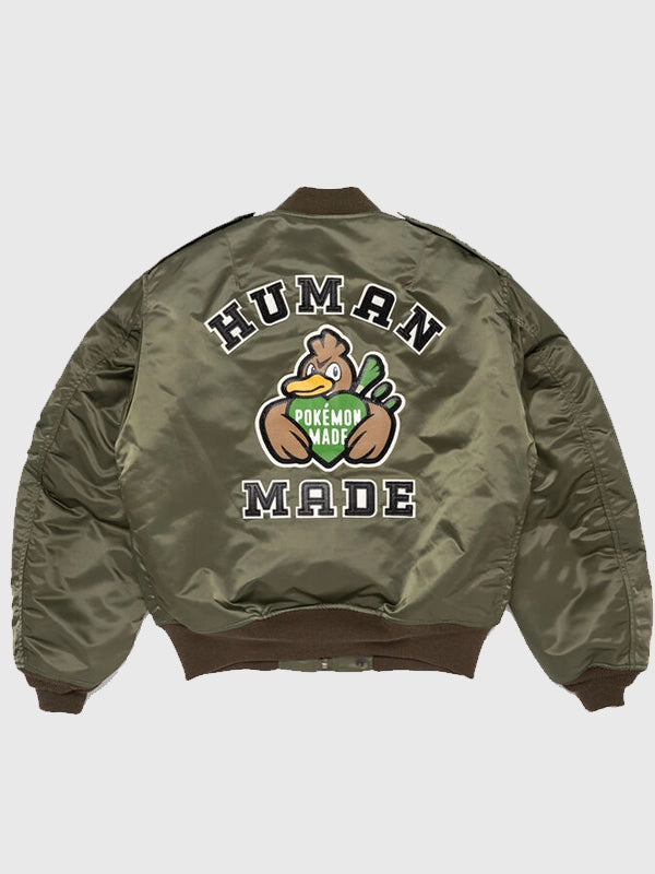 Pokemon x Human Made Satin Bomber Jacket Bomber Jacket unisex detail view 2 | Dash Racegear — 2026 Pokémon x Human Made bomber jacket crafted in glossy satin with subtle character-inspired design accents.