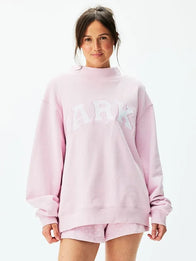 Parke Polka Dot Letter Varsity Mockneck Sweatshirt Sweatshirt unisex detail view 6 | Dash Racegear — 2026 Parke sweatshirt recreated in pastel pink with dotted motif framing oversized alphabet patches