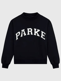 Parke Polka Dot Letter Varsity Mockneck Sweatshirt Sweatshirt unisex detail view 3 | Dash Racegear — 2026 Parke sweatshirt recreated in black with contrast dot pattern and stitched varsity characters