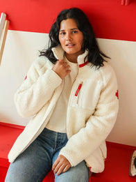 Province of Canada x Heated Rivalry Fleece Jacket Jacket unisex detail view 5 | Dash Racegear — 2026 Heated Rivalry x Province of Canada jacket in cream with soft sherpa fleece comfort
