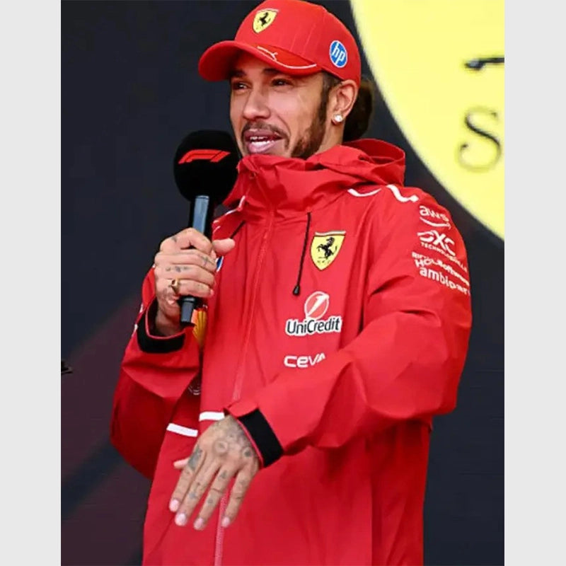 Lewis Hamilton Belgium F1 Grand Prix Ferrari Jacket Jacket unisex front product view | Dash Racegear — Lewis Hamilton Ferrari Jacket – Belgium F1 Grand Prix Edition