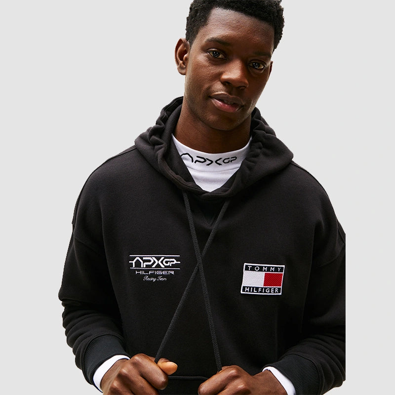 Tommy Hilfiger F1 Movie Graphic Hoodie Jacket unisex detail view 3 | Dash Racegear — Tommy Hilfiger hoodie showcasing Formula 1 The Movie design