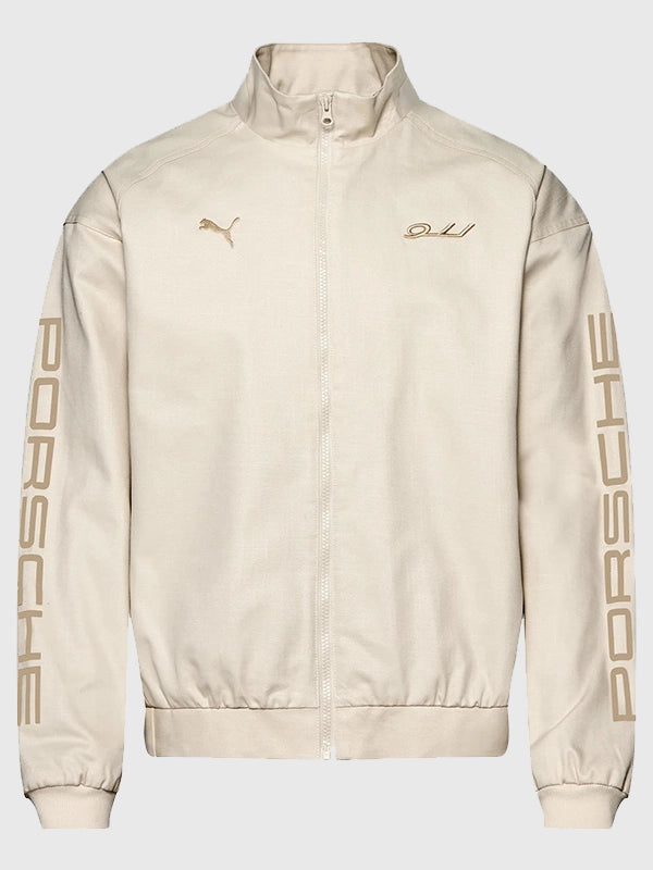 Porsche Legacy x PUMA Pepita Lifestyle Jacket Jacket unisex detail view 3 | Dash Racegear — Black White Taupe PUMA x Porsche Legacy Pepita Lifestyle Jacket for unisex wear highlighting precision driven outerwear