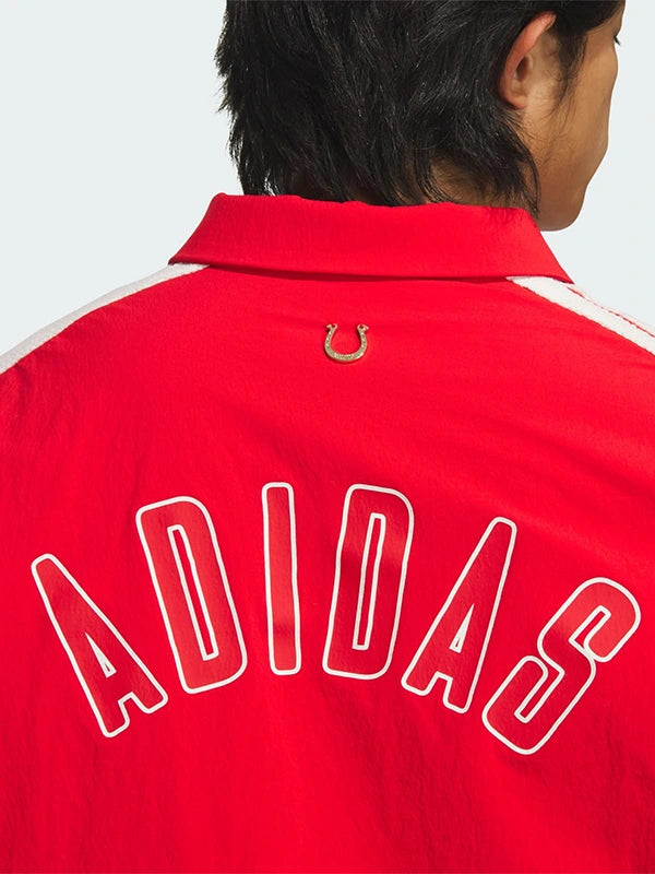 Adidas CNY 3 Stripes Woven Jacket Jacket unisex detail view 3 | Dash Racegear — Red 3 Stripes woven fleece bomber jacket recreated from the Adidas Chinese New Year 2026 design