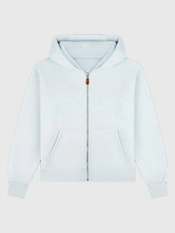 Parke Monochrome Varsity Zip Up Hoodie Hoodie unisex detail view 2 | Dash Racegear — Parke Monochrome 2026 Light Blue Varsity Hoodie, cozy fleece, zip-up style, ideal for relaxed street fashion.