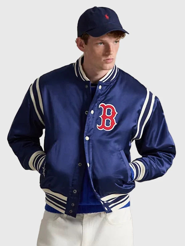 Polo Ralph Lauren Red Sox Jacket Jacket unisex detail view 2 | Dash Racegear — Boston Red Sox satin varsity jacket by Ralph Lauren x MLB, ideal for stylish fan outfits.