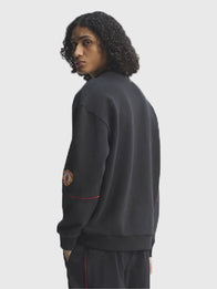 Adidas Manchester United 90 Sweatshirt Sweatshirt unisex detail view 2 | Dash Racegear — Manchester United Adidas 91/92 season black fleece sweatshirt, vintage 90s crewneck for casual sporty wear.