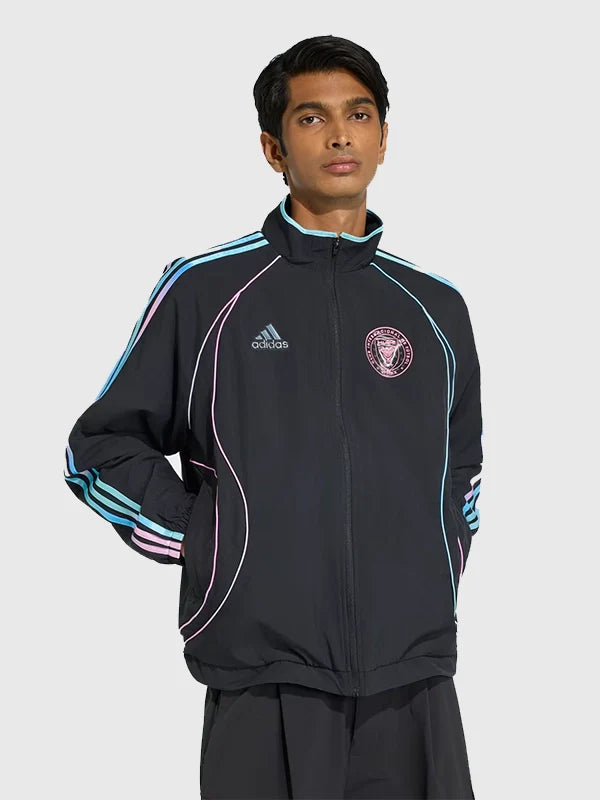 Adidas Audi Revolut F1 Inter Miami Track Jacket Jacket unisex detail view 2 | Dash Racegear — Inter Miami Adidas Audi Revolut F1 track jacket, sleek racing-inspired streetwear for everyday casual style.