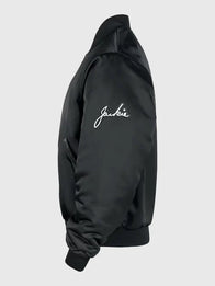 Nike Jackie Robinson Satin Jacket Jacket unisex detail view 3 | Dash Racegear — Jackie Robinson Nike bomber jacket black satin, classic style for sporty heritage and casual outfits.