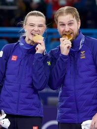 Winter Olympics 2026 Team Sweden Curling Jacket Jacket unisex detail view 6 | Dash Racegear — UNIQLO blue puffer jacket for Team Sweden at Milano Cortina 2026, designed for warmth and winter sport style.