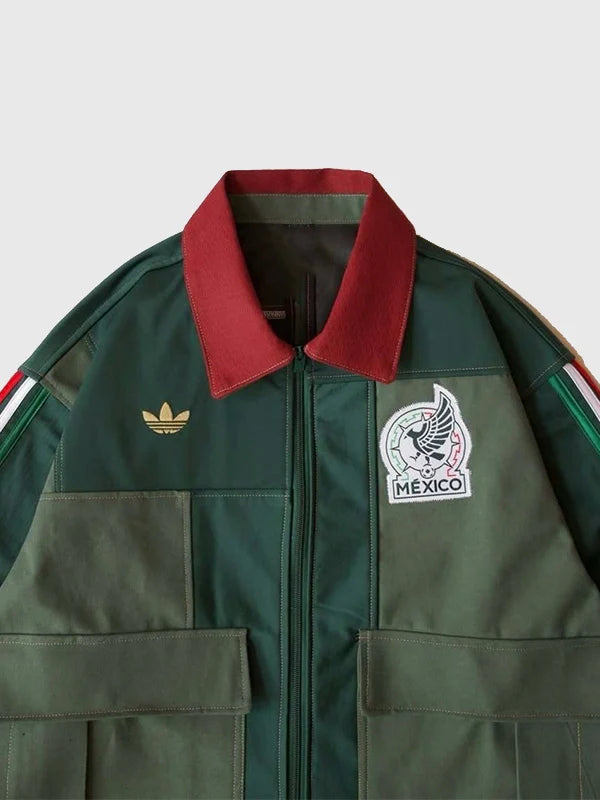 Adidas Mexico Worker Jacket Jacket unisex detail view 5 | Dash Racegear — Unisex green Adidas 2026 Mexico Worker jacket with button-front closure and soft cotton, perfect for daily wear.
