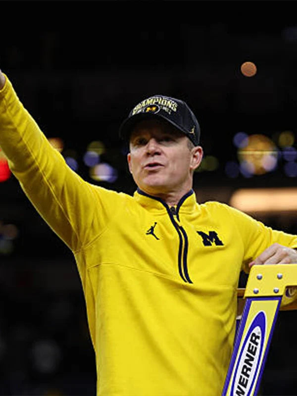 Dusty May Wolverines Quarter-Zip Pullover Jacket Jacket unisex detail view 2 | Dash Racegear — Michigan Wolverines Dusty May yellow quarter-zip jacket, comfortable pullover style ideal for coaching and casual wear.