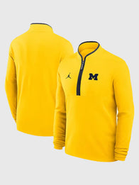 Michigan Wolverines Victory Quarter-Zip Pullover Fashion Apparel unisex front product view | Dash Racegear — Nike 2026 Michigan Wolverines yellow quarter-zip pullover, perfect for sporty casual wear.