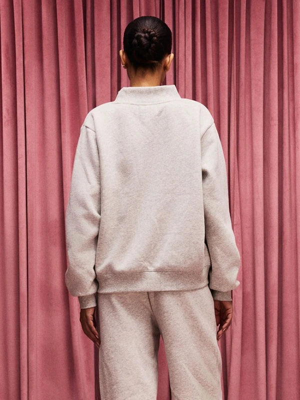 Parke Valentine’s Varsity Mockneck Sweatshirt Sweatshirt unisex detail view 3 | Dash Racegear — Grey Parke Valentine’s Varsity Mockneck Fleece Sweatshirt featuring plush fleece for anyone who loves relaxed comfort.