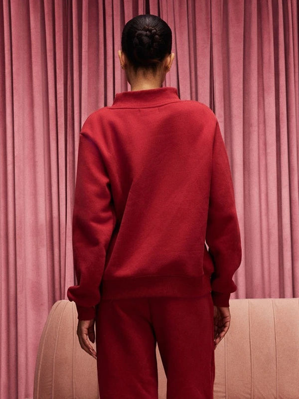 Parke Valentine’s Varsity Mockneck Sweatshirt Sweatshirt unisex detail view 4 | Dash Racegear — Red Parke Valentine’s Varsity Mockneck Fleece Sweatshirt featuring plush comfort for relaxed casual days.