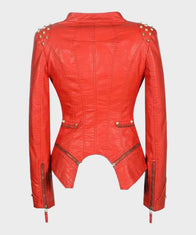 Womens Valentines Red Jacket Jacket women detail view 2 | Dash Racegear — Womens Valentines Red Leather Jacket