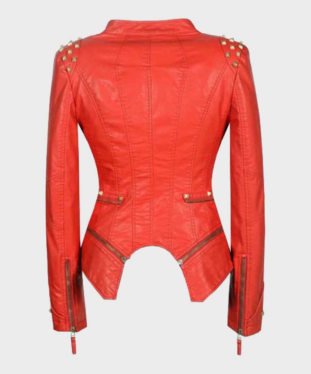 Womens Valentines Red Jacket Jacket women detail view 2 | Dash Racegear — Womens Valentines Red Leather Jacket