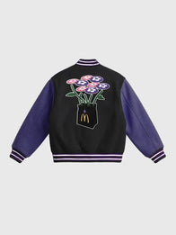 Vandy The Pink x McDonald’s Huntr/X Varsity Jacket Varsity Jacket unisex detail view 2 | Dash Racegear — HuntrX varsity jacket by Vandy The Pink x McDonald’s, ideal for casual trendy outfits.