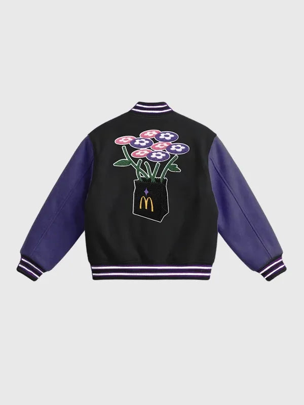 Vandy The Pink x McDonald’s Huntr/X Varsity Jacket Varsity Jacket unisex detail view 2 | Dash Racegear — HuntrX varsity jacket by Vandy The Pink x McDonald’s, ideal for casual trendy outfits.