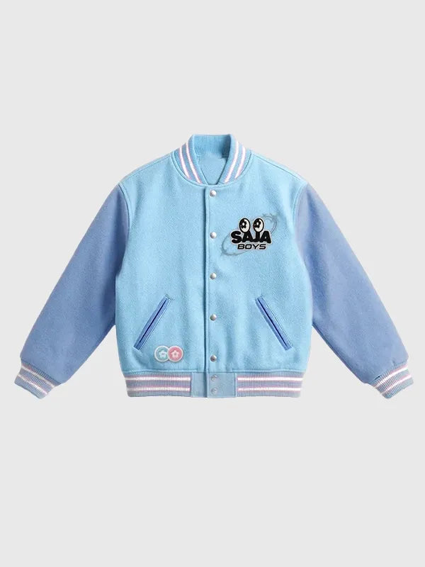 Vandy The Pink x McDonald’s Saja Boys Varsity Jacket Varsity Jacket unisex front product view | Dash Racegear — Vandy The Pink x Netflix KPop Demon Hunters Saja Boys varsity jacket, perfect for bold streetwear.