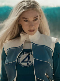 Avengers Doomsday Susan Storm Vest Vest unisex detail view 2 | Dash Racegear — Full Zip Vest in Blue & White by Vanessa Kirby Susan Storm Invisible Woman Avengers: Doomsday with sharp color blocks