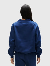 Parke Vintage Denim Varsity Mockneck Sweatshirt Sweatshirt unisex detail view 3 | Dash Racegear — 2026 Parke navy blue mockneck fleece sweatshirt, Varsity retro denim look for casual streetwear outfits.