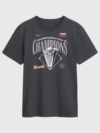 Venezuela 2026 World Baseball Classic Champions T-Shirt Shirt unisex detail view 2 | Dash Racegear — Venezuela Nike 2026 World Baseball Classic champions locker room T-shirt in charcoal, perfect for proud fans.
