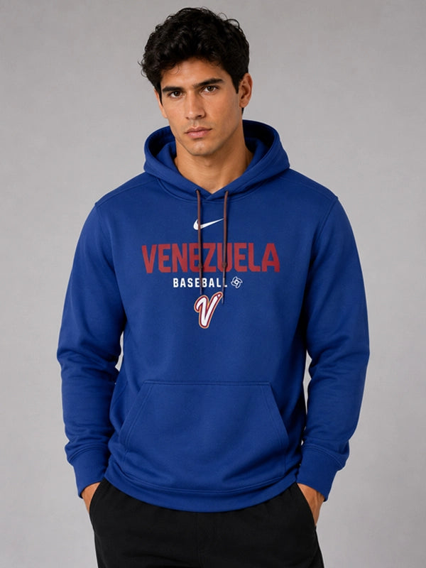 Venezuela 2026 World Baseball Classic Hoodie Hoodie unisex detail view 4 | Dash Racegear — Nike Venezuela Baseball hoodie showcasing World Baseball Classic 2026 marks, moisture control, and layered warmth