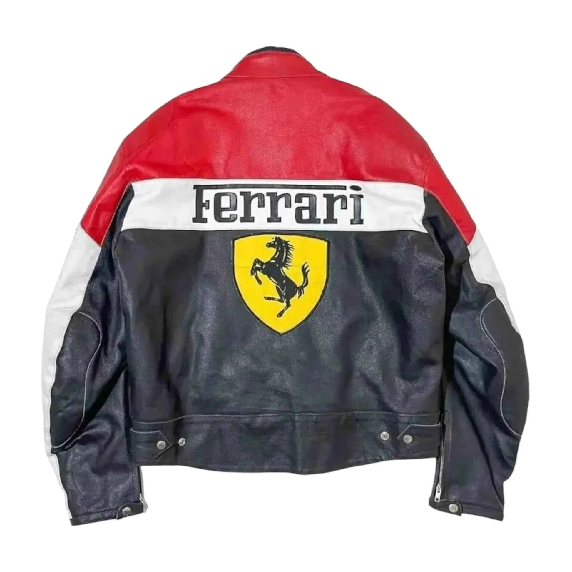 Vintage Ferrari Racing Leather Biker Jacket | Dash Racegear