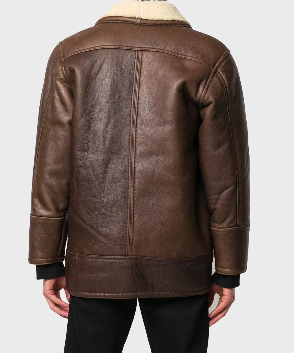 Vintage Brown Leather Shearling Jacket Jacket unisex detail view 4 | Dash Racegear — Mens Vintage Leather Jacket with Shearling Collar