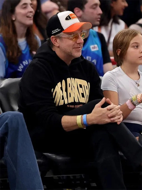 Jason Sudeikis WNBA All-Star Game 2026 Hoodie Hoodie unisex detail view 2 | Dash Racegear — WNBA All-Star Game 2026 Jason Sudeikis Love & Basketball Playa Society Black Hoodie featuring premium comfort and bold basketball-inspired everyday style.