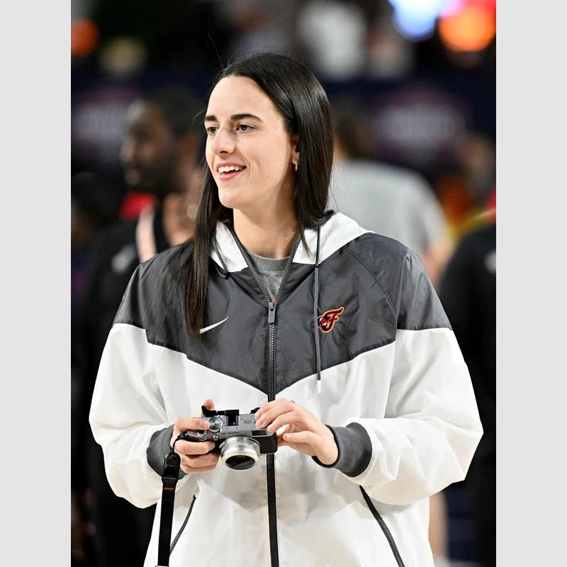 Caitlin Clark Indiana Fever Jacket Jacket unisex front product view | Dash Racegear — Caitlin Clark Inspired Indiana Fever Team Apparel