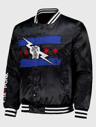 CM Punk Chicago Made Bomber Jacket Bomber Jacket unisex detail view 4 | Dash Racegear — Sleek black WWE CM Punk Chicago Made jacket with full zip and iconic Punk graphics for fans everywhere.