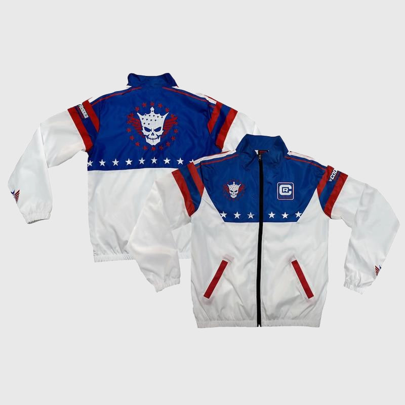 Cody Rhodes Stars And Stripes Windbreaker Jacket Jacket unisex detail view 2 | Dash Racegear — WWE Patriotic Vibes – Cody Rhodes Stars & Stripes Windbreaker