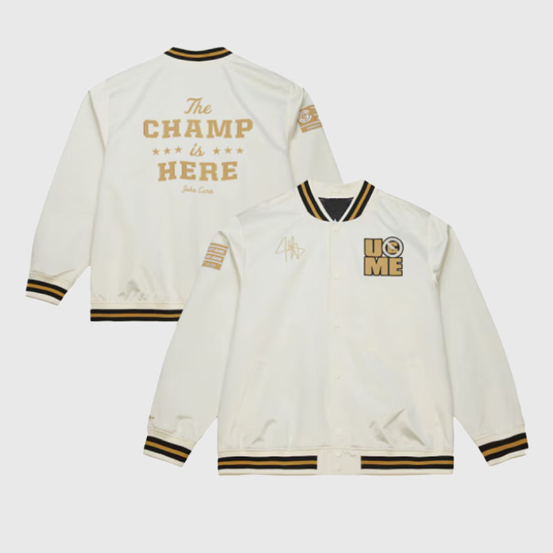 WWE John Cena Sublimated Satin Bomber Jacket Bomber Jacket unisex front product view | Dash Racegear — WWE John Cena Sublimated Jacket – Satin Bomber Fashion