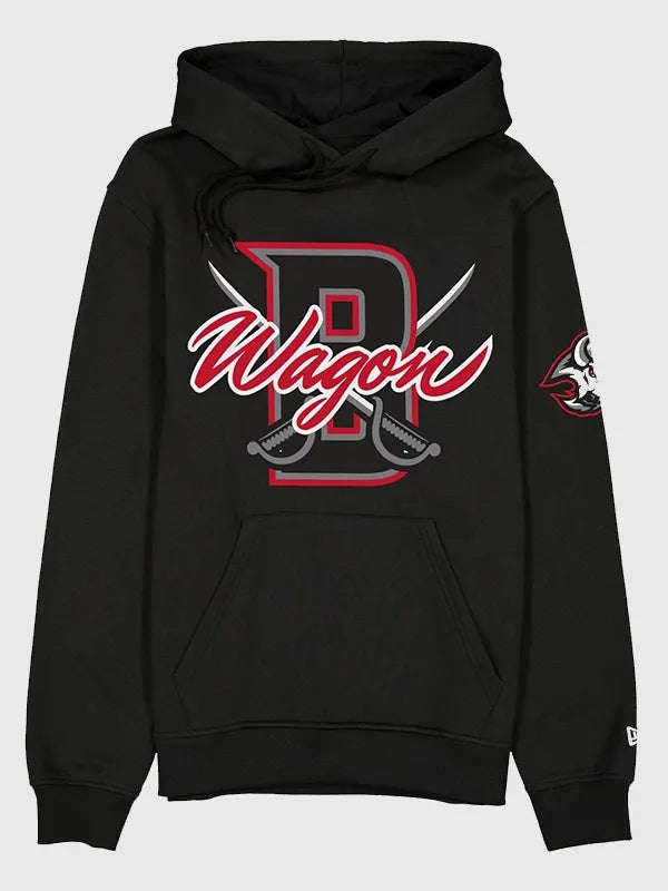 New Era Wagon Hoodie Hoodie unisex front product view | Dash Racegear — Black New Era Wagon fleece hoodie 2026, pullover unisex fit, warm and soft streetwear essential for daily use and comfort